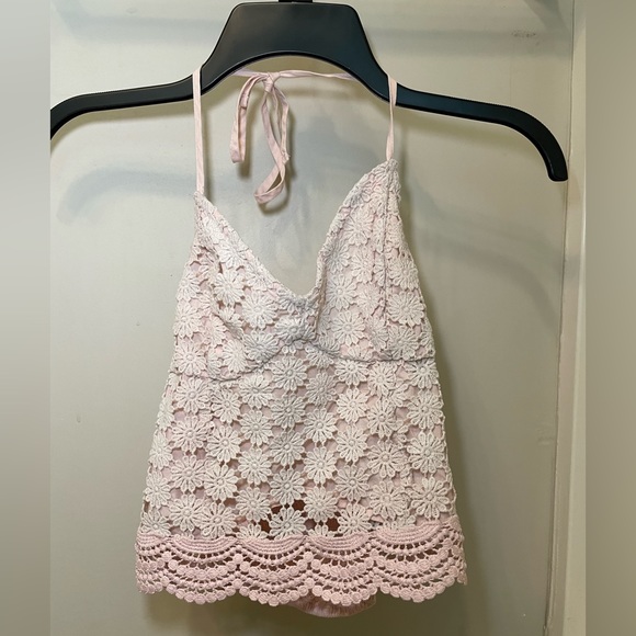 Pink Hollister lace halter top - Picture 1 of 2